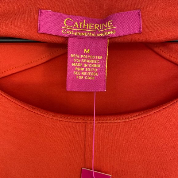 CATHERINE MALANDRINO Tangy Apricot Pleated Sheath Dress Size M - Picture 12 of 16